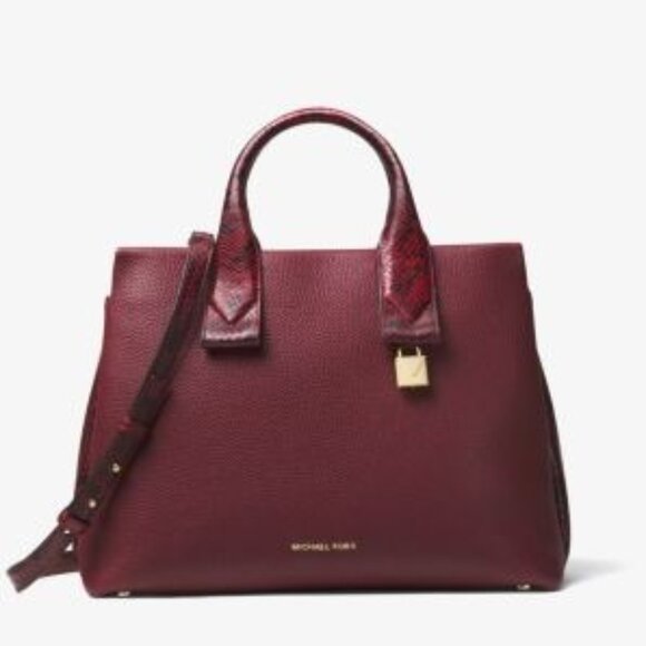 Michael Kors Mckenna Leather Shoulder Bag Purse c - Picture 1 of 15